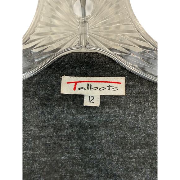 Talbots Blazer Charcoal Gray Open Front Wool Office Work Career Long Size 12 - Picture 2 of 10
